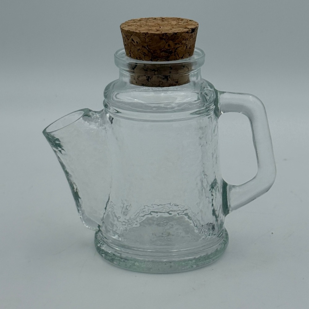 WMF Clear Hammered Glass Nut or Candy Container with Cork Stopper and Handle